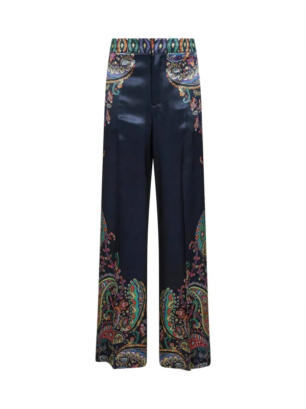 Trousers Blue Paisley-print made by Etro