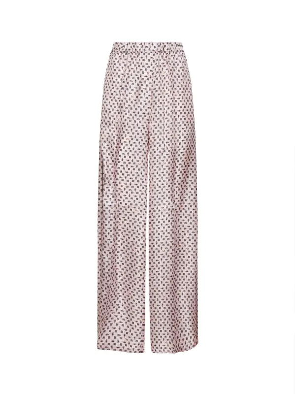 Pink Printed Silk Twill Trousers made by MaxMara