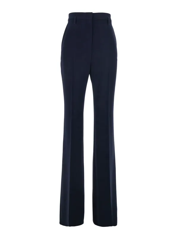 Blue Wide Leg Pants with Belt Loops made by MaxMara