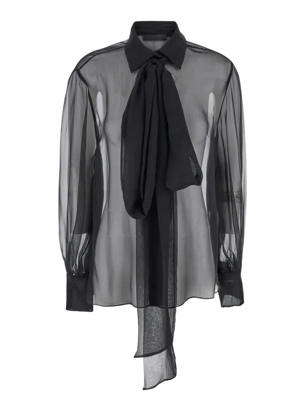 Black Silk Shirt with Classic Collar made by Valentino