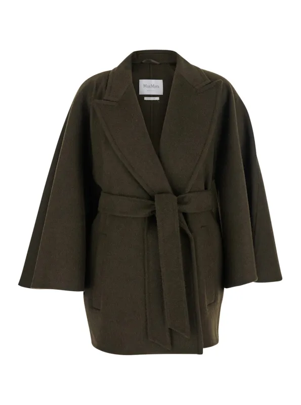 Verna Green Wool Coat with Wide Notched Revers made by MaxMara