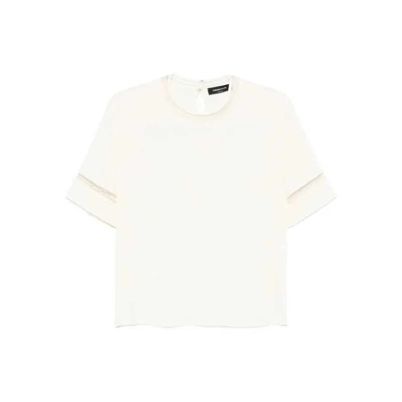 Ivory Round Neck Top with Keyhole Detail made by Fabiana Filippi