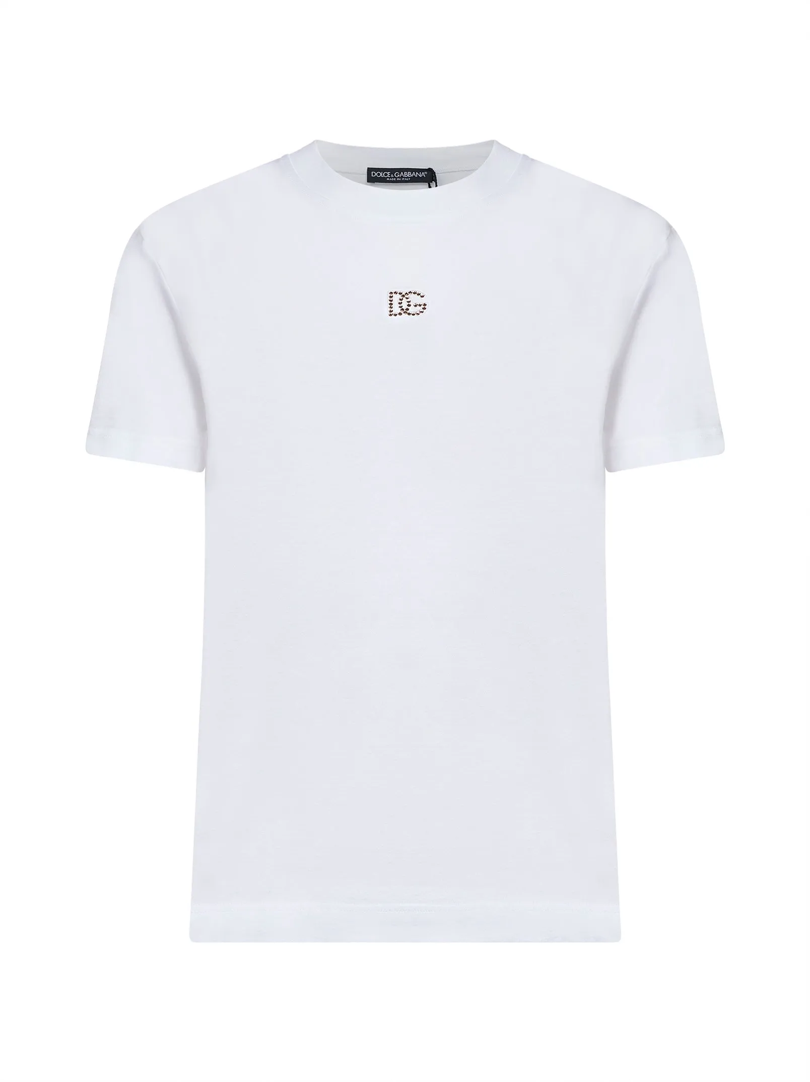 White Jersey Rhinestone Logo T-Shirt sold by Lord & Taylor