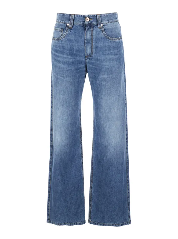 Denim Pants Light Denim Blue made by Brunello Cucinelli