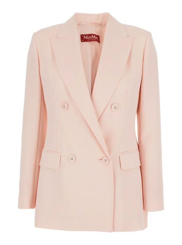Double-Breasted Jacket Pink Virgin Wool made by MaxMara