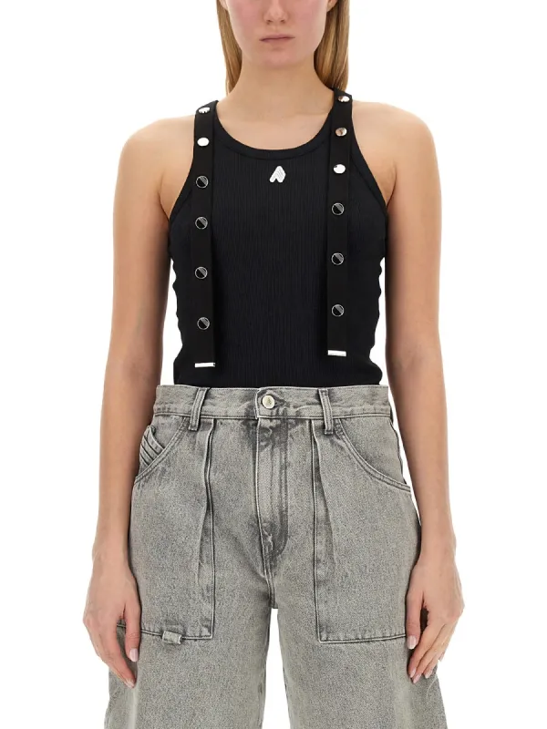 Jersey Tank Top in Black made by The Attico