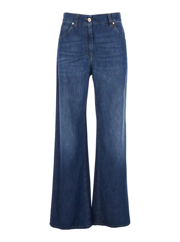 Jeans Five-Pocket Blue Denim made by Brunello Cucinelli