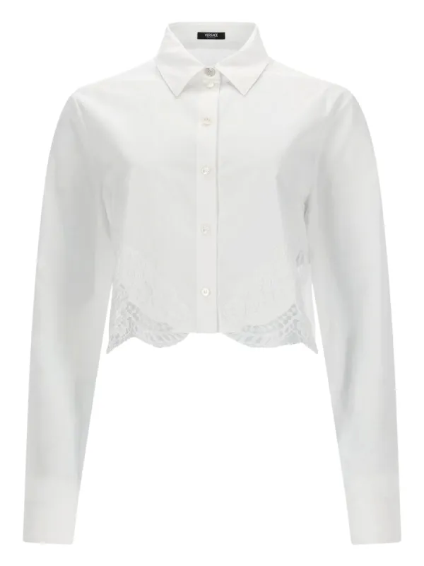 Shirt with Lace Inserts White made by Versace