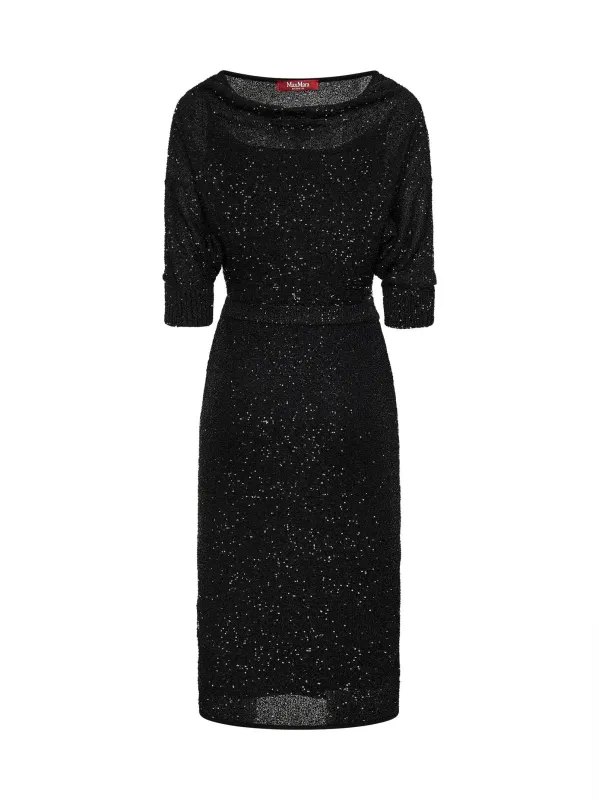 Black Sequin Knit Midi Dress made by MaxMara