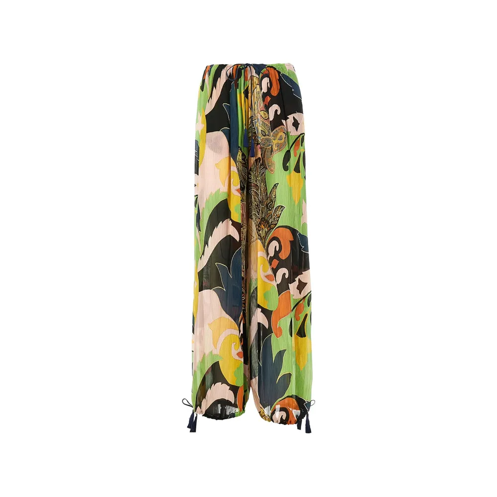 Trousers Tapered Silk Green/Black sold by Lord & Taylor