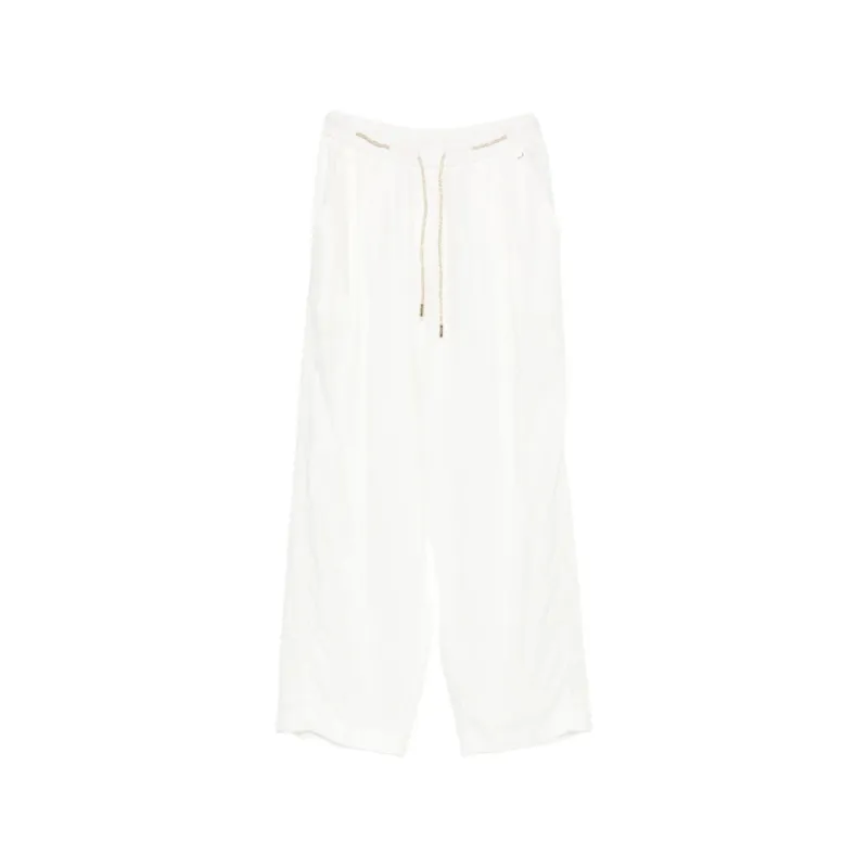 Trousers Drawstring Straight-Leg White made by Herno