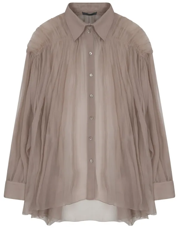 Silk Shirt in Beige made by Alberta Ferretti