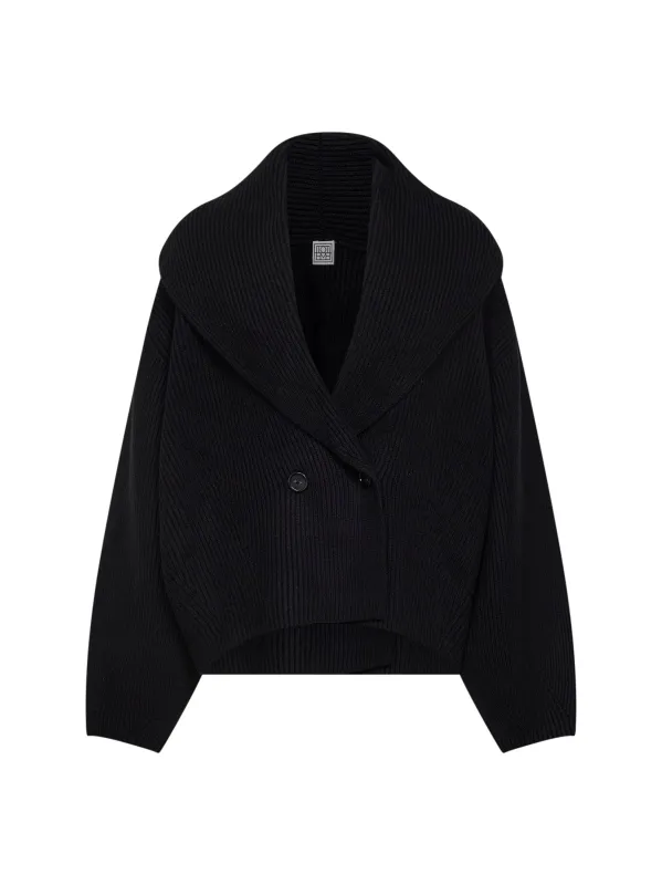 Black Ribbed Wool Cardigan made by Toteme