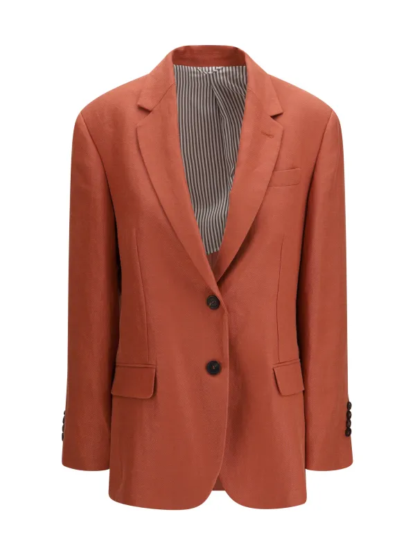 Linen Blazer Orange Flame made by Brunello Cucinelli
