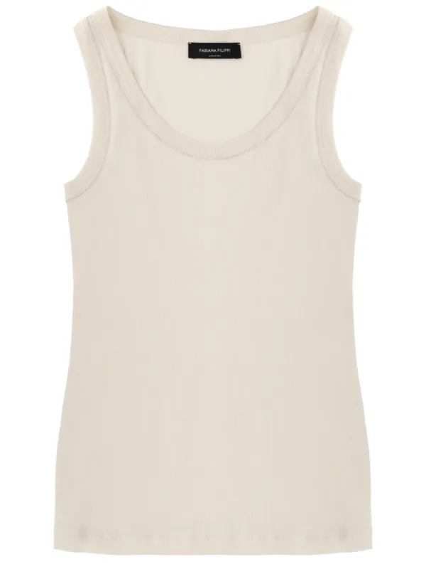 Cotton Tank Top in Ivory made by Fabiana Filippi