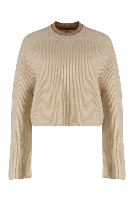 Ribbed Knit Crop Top in Beige made by MaxMara