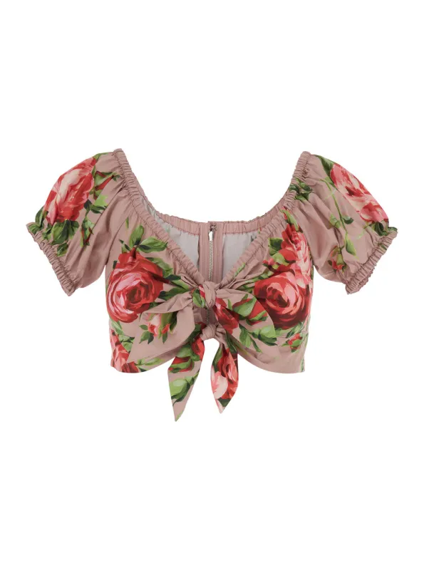 Crop Top Pink Cotton made by Dolce & Gabanna
