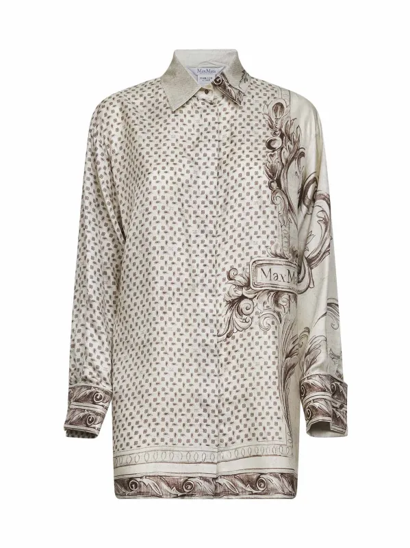 Ivory Printed Silk Twill Shirt made by MaxMara