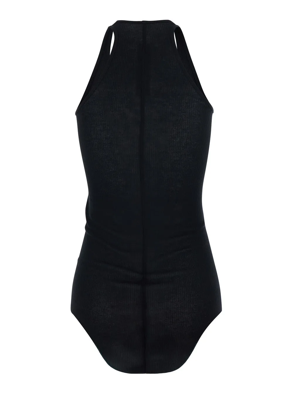 Black U-Neck Ribbed Top in Viscose and Silk Blend sold by Lord & Taylor product image thumbnail 2