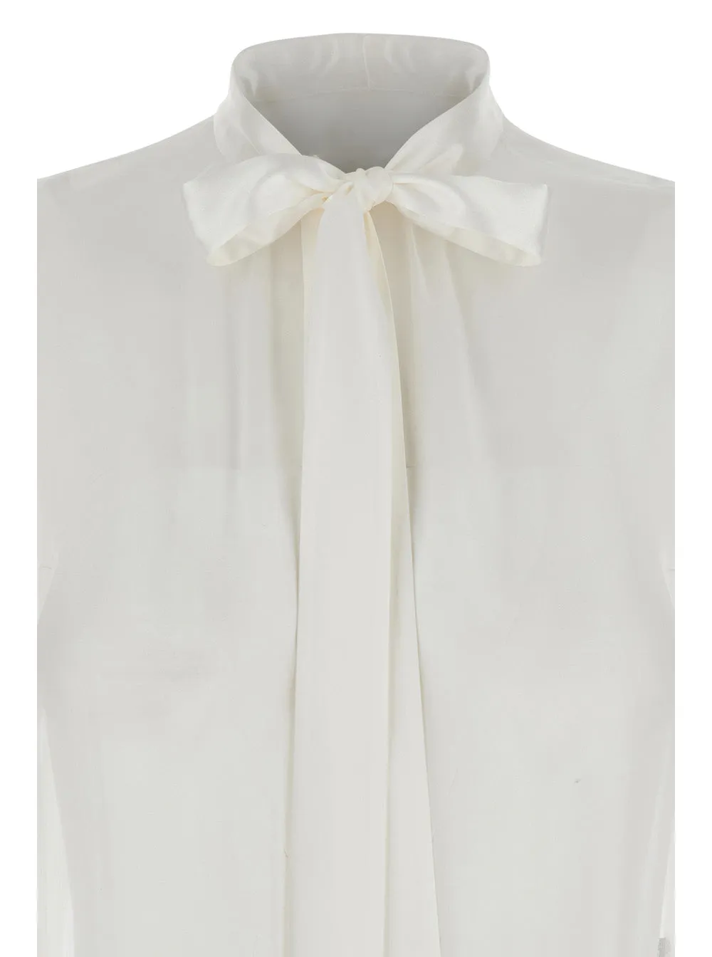 White Silk Shirt with Pussy-Bow Collar sold by Lord & Taylor product image thumbnail 3