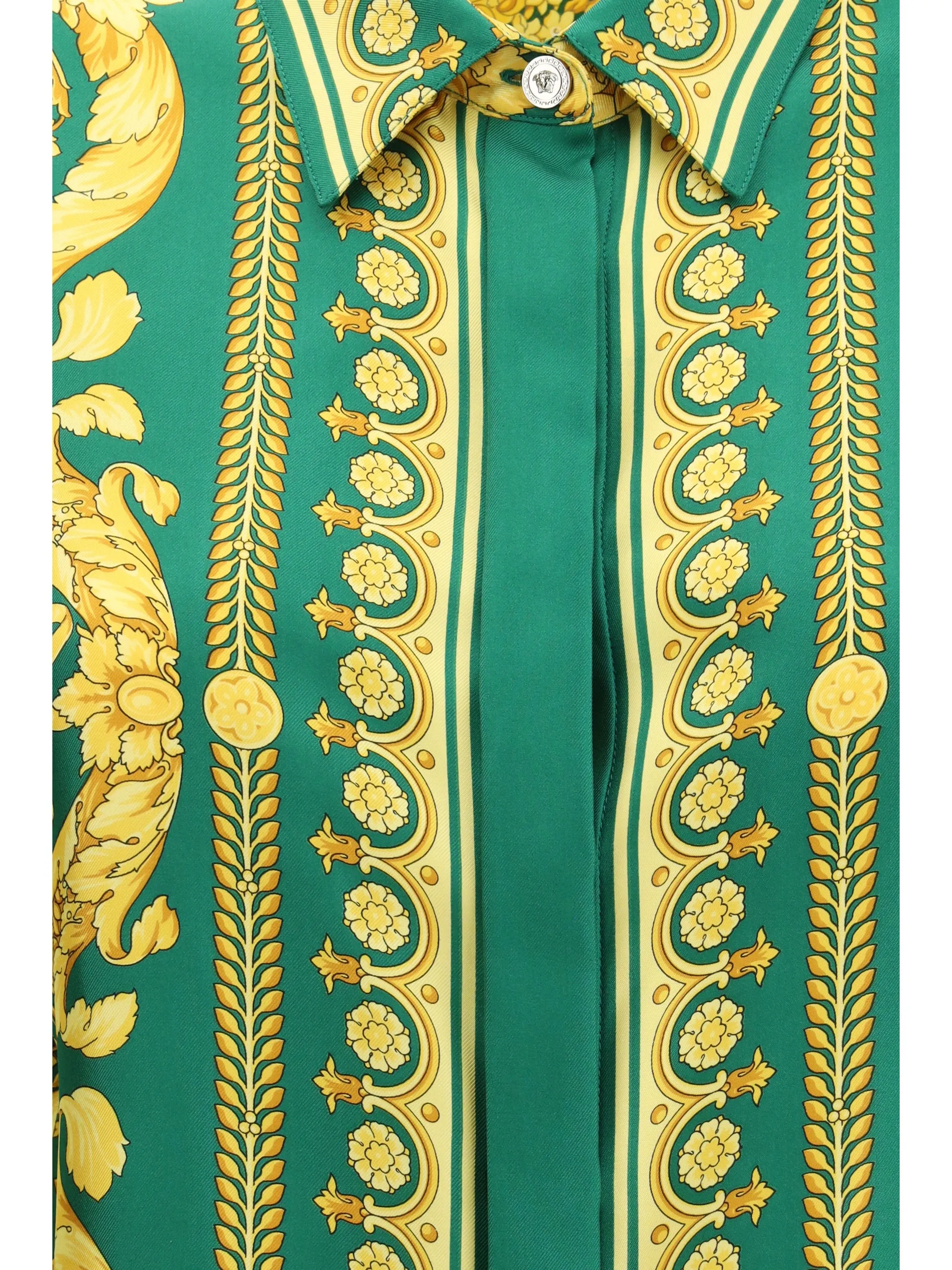 Printed Silk Shirt Emerald/Gold sold by Lord & Taylor product image thumbnail 3