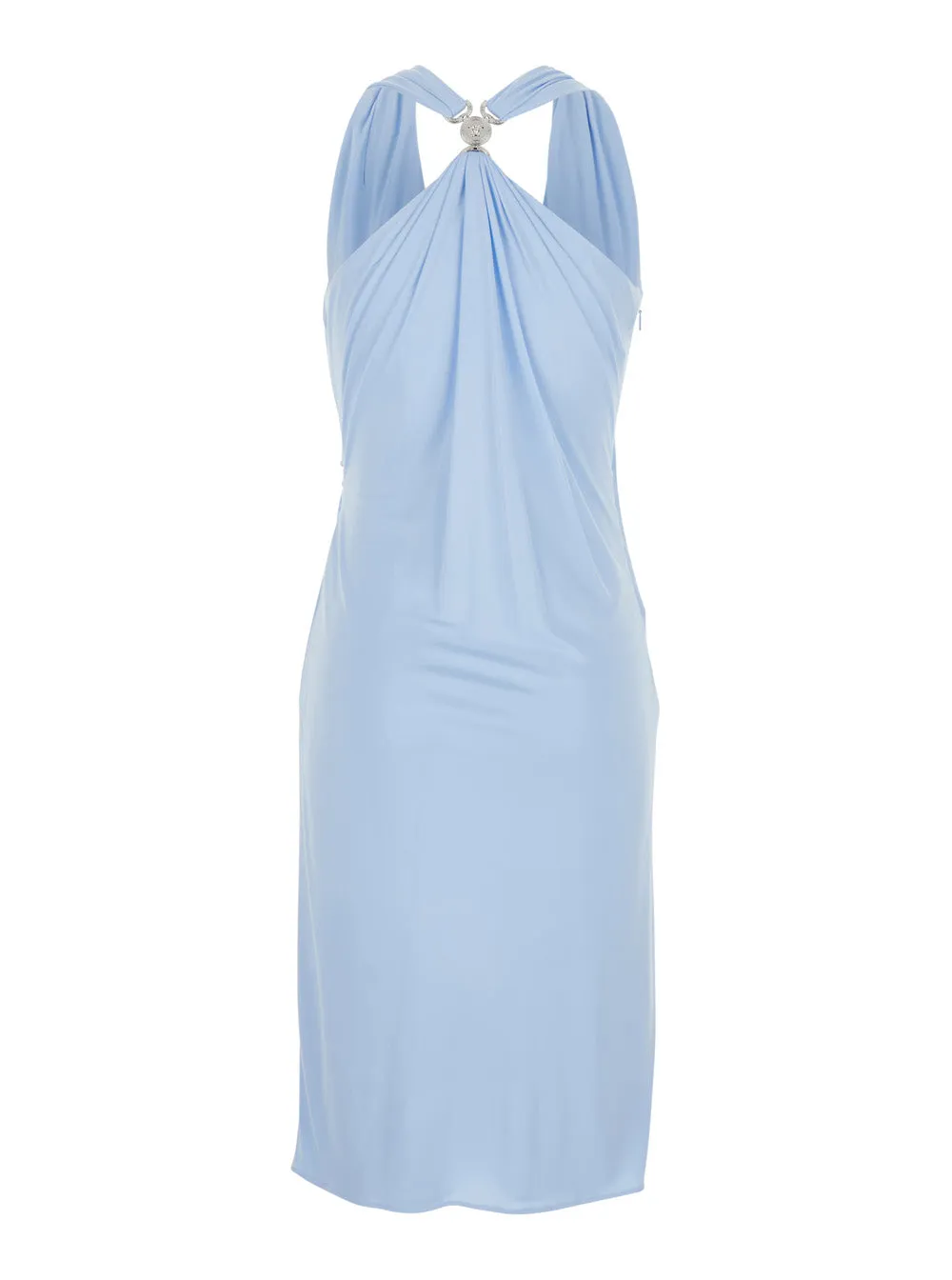 Midi Dress V-Neck Light Blue Viscose sold by Lord & Taylor product image thumbnail 2