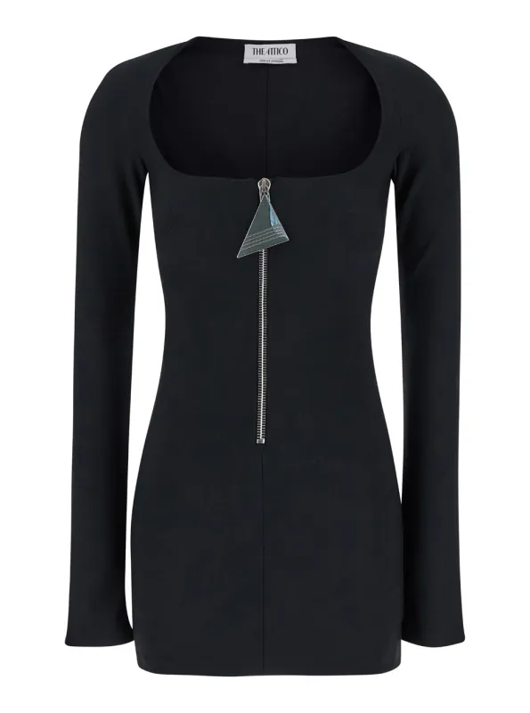Mini Black Dress with Zip Puller made by The Attico