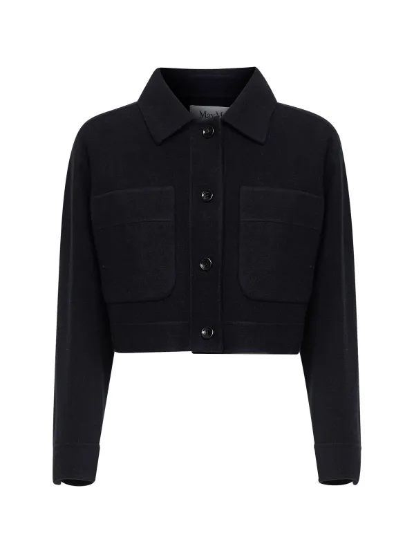 Navy Blue Cropped Jacket made by MaxMara