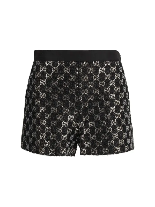 Shorts Tweed Wool Lamé, Black made by Gucci