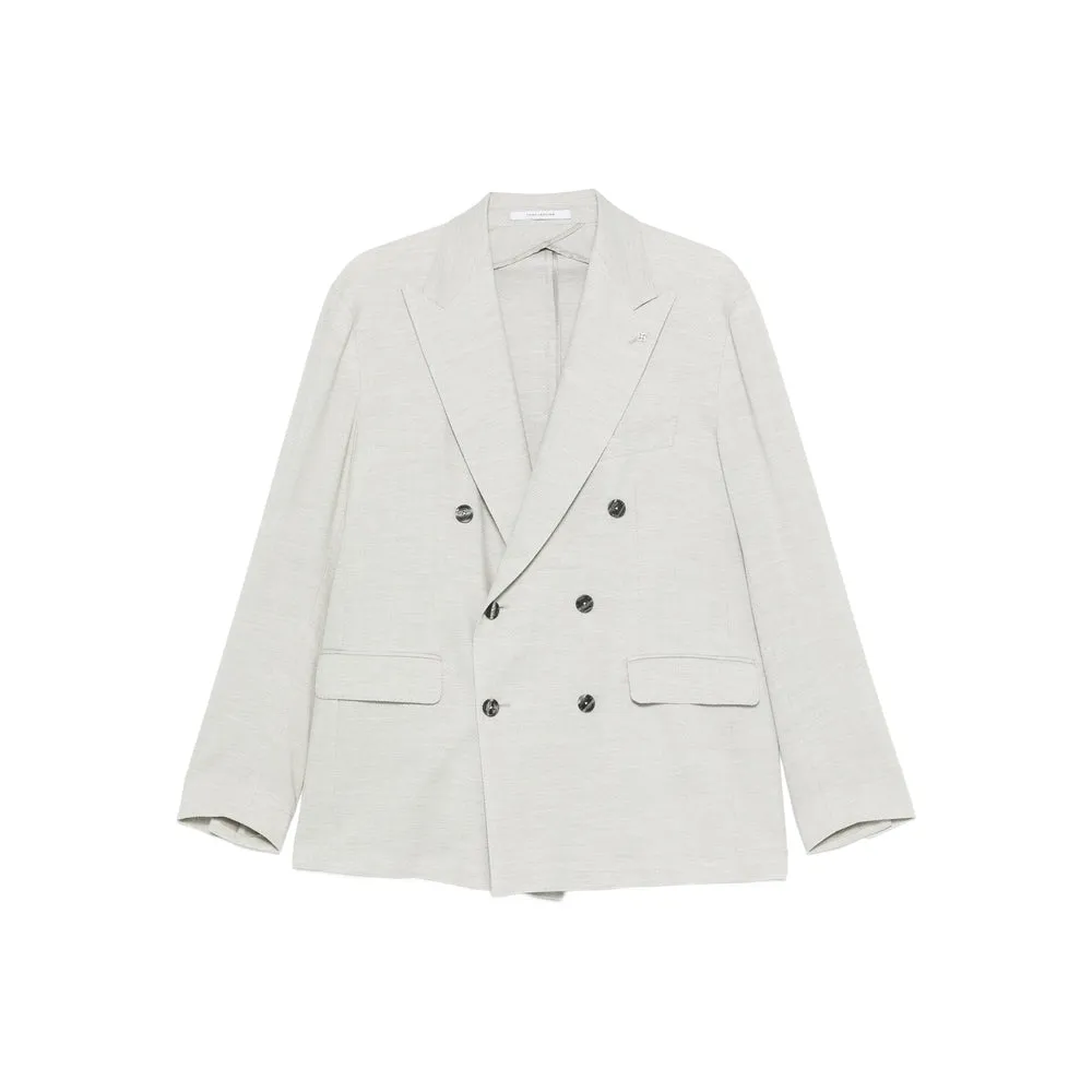 Grey Double-Breasted Jacket with Flap Pockets sold by Lord & Taylor