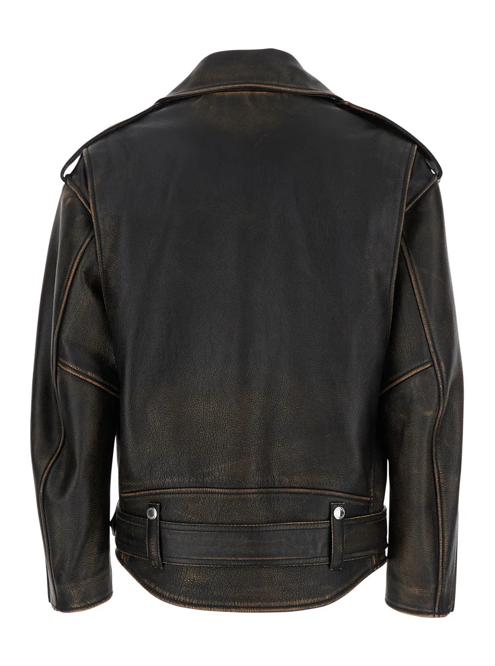 Antiqued Brown Biker Jacket with Wide Lapels sold by Lord & Taylor product image thumbnail 2