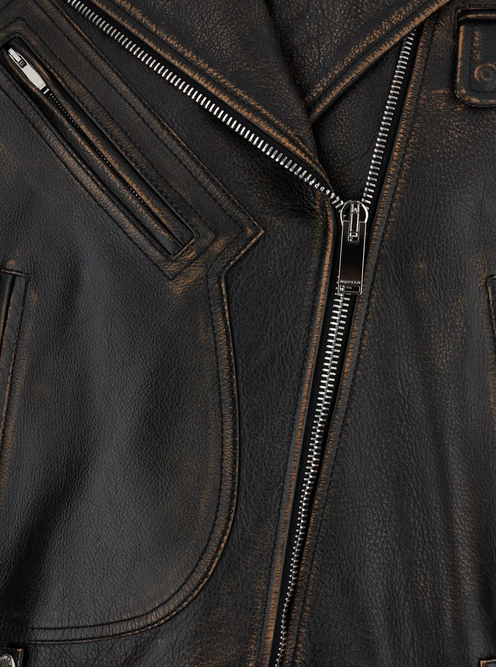 Antiqued Brown Biker Jacket with Wide Lapels sold by Lord & Taylor product image thumbnail 3
