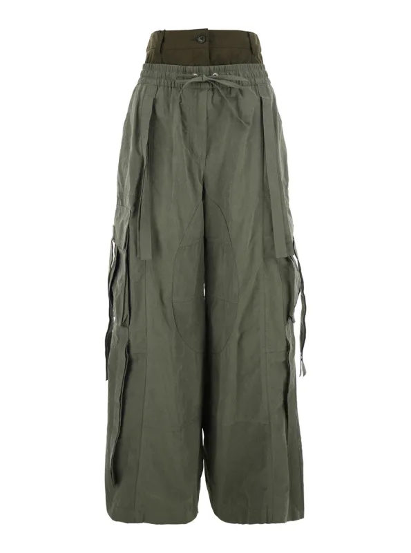 Green Cargo Pants with Elasticated Waist made by Dolce & Gabanna