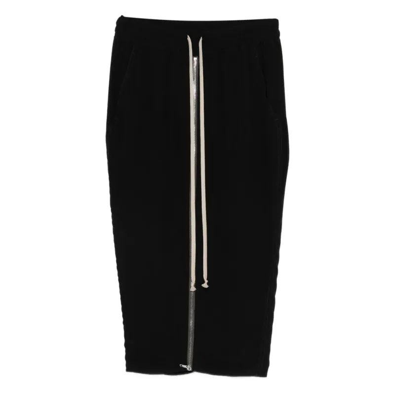 Black Drawstring Skirt with Zip Closure made by Rick Owens
