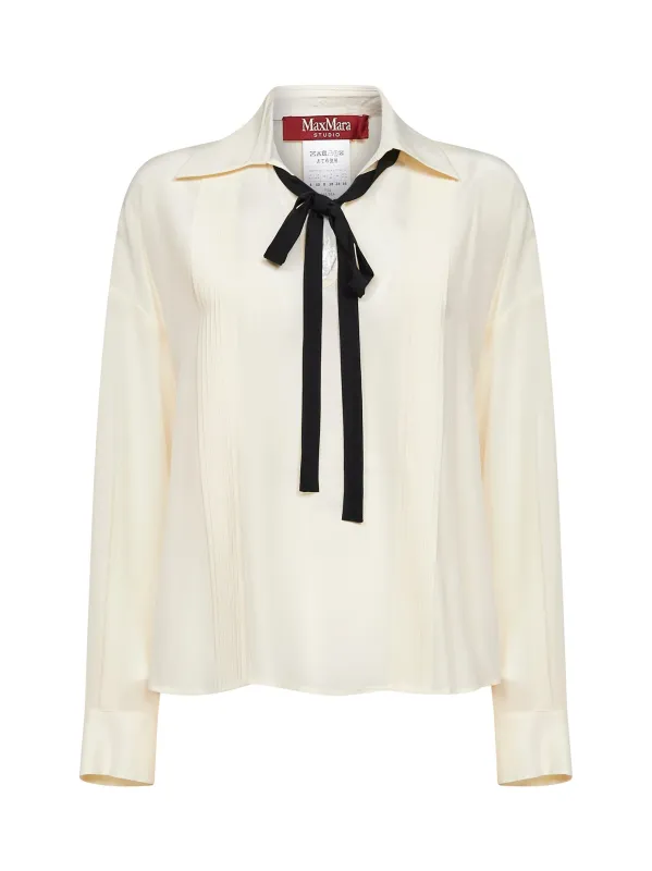 Tie Blouse MSTCOLONO Beige Silk made by MaxMara