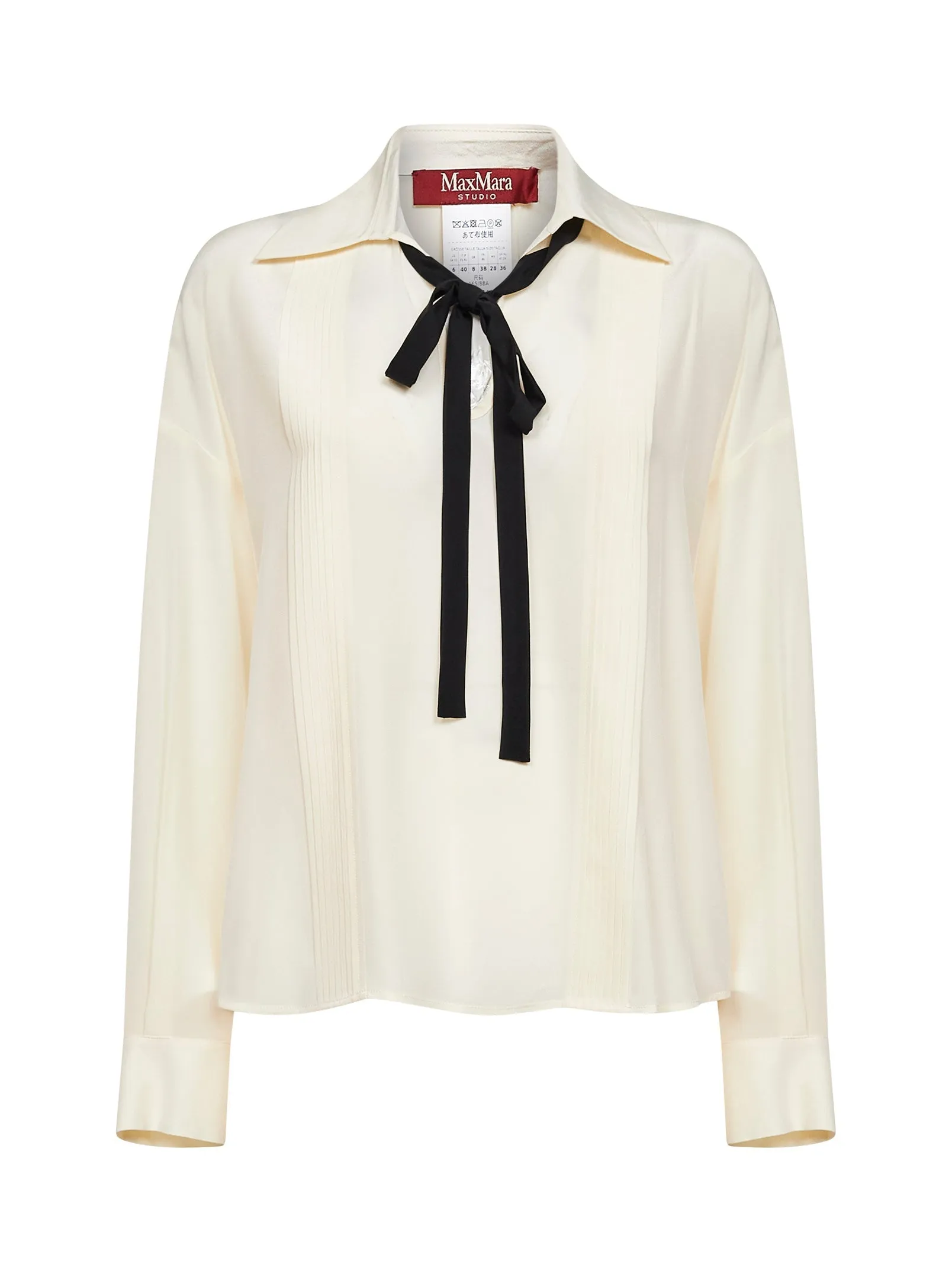 Tie Blouse MSTCOLONO Beige Silk sold by Lord & Taylor
