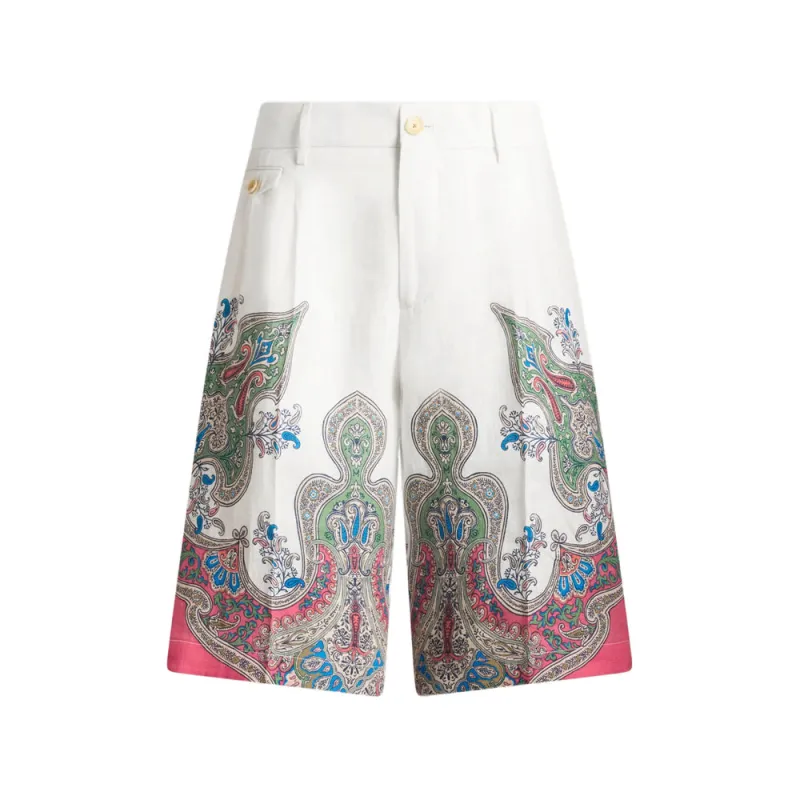 Tailored Linen Shorts White made by Etro