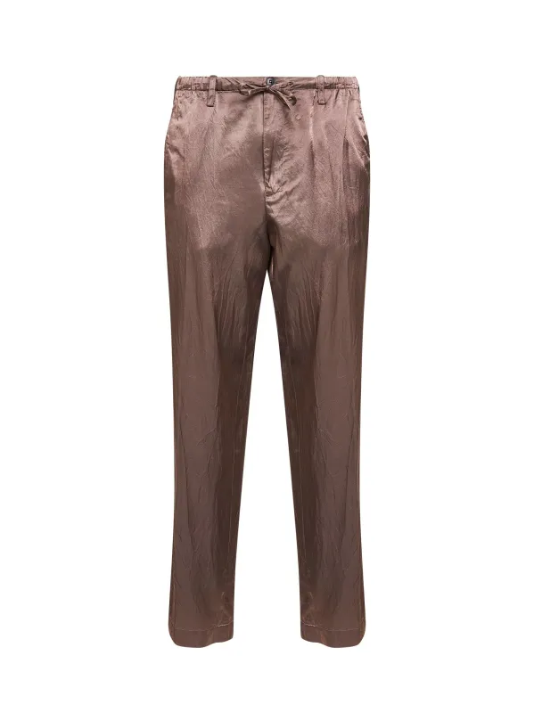 Trousers Old Rose Cupro-Cotton made by Dries Van Noten