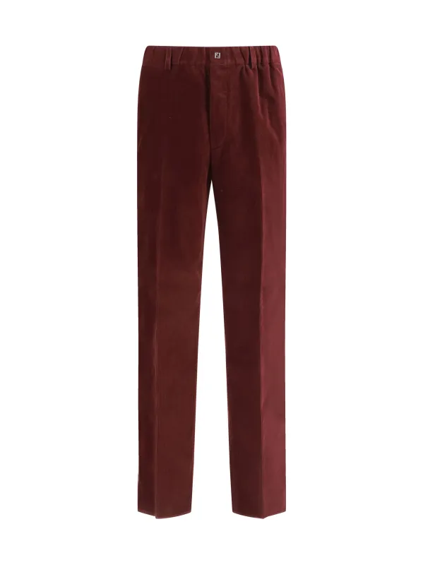 Velvet Pants Burgundy made by Fendi