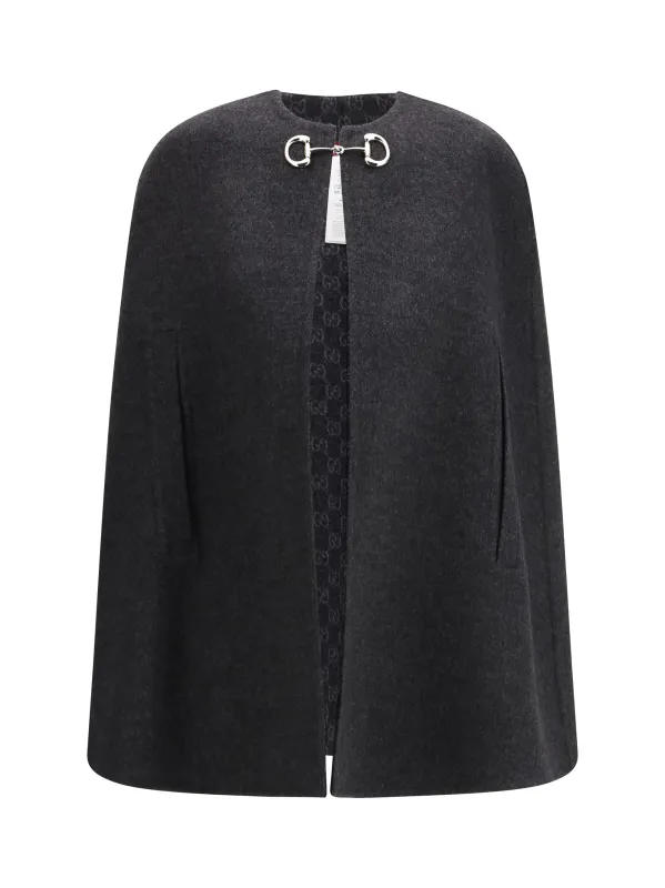 Cape Wool-Blend Dark Grey/Light Grey made by Gucci