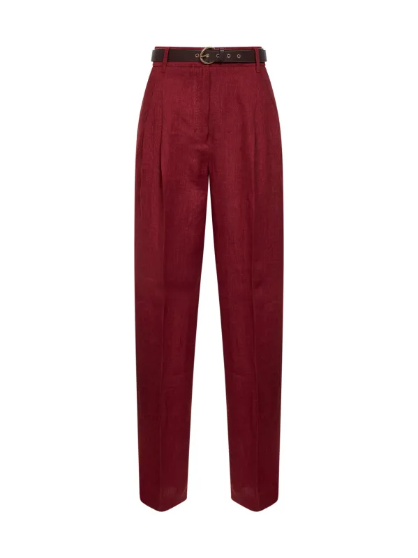 Trousers MSTSUMERO Brick Red Linen made by MaxMara