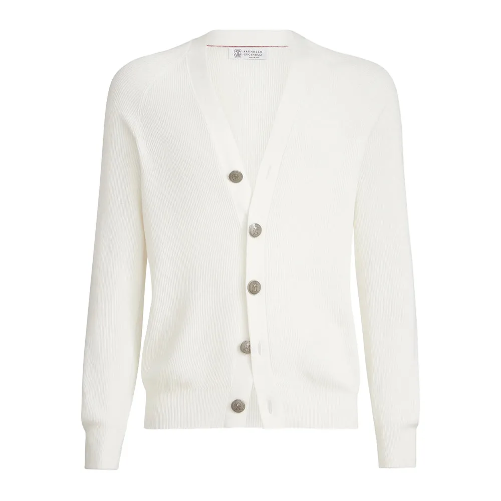Rib Knit Cotton Sweater with Button Fastening sold by Lord & Taylor