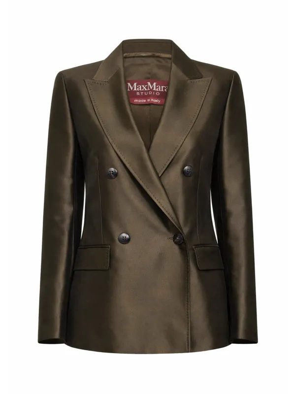 Blazer Silk-Blend Shantung Khaki Green made by MaxMara