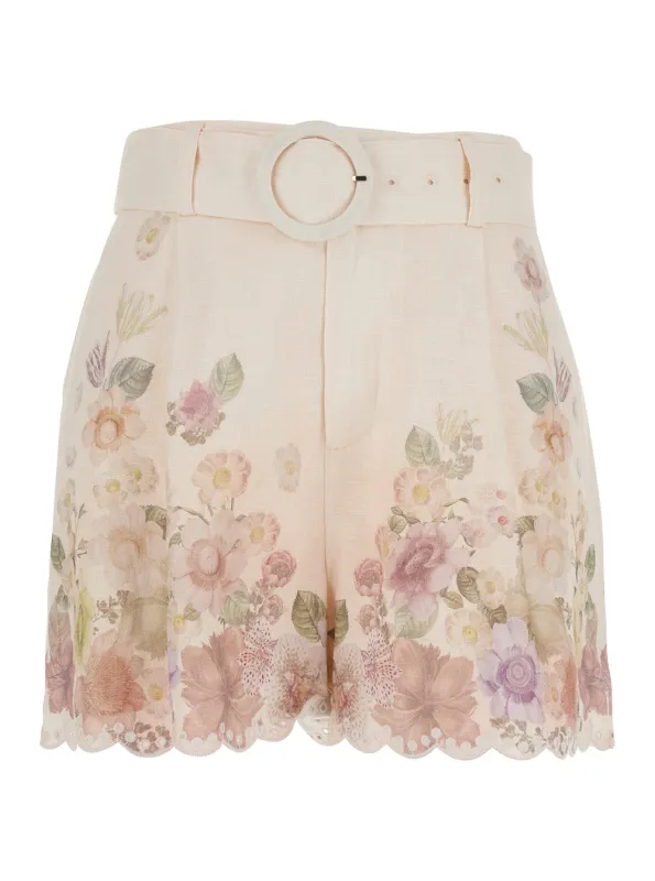 Shorts Linen Floral Beige made by Twinset
