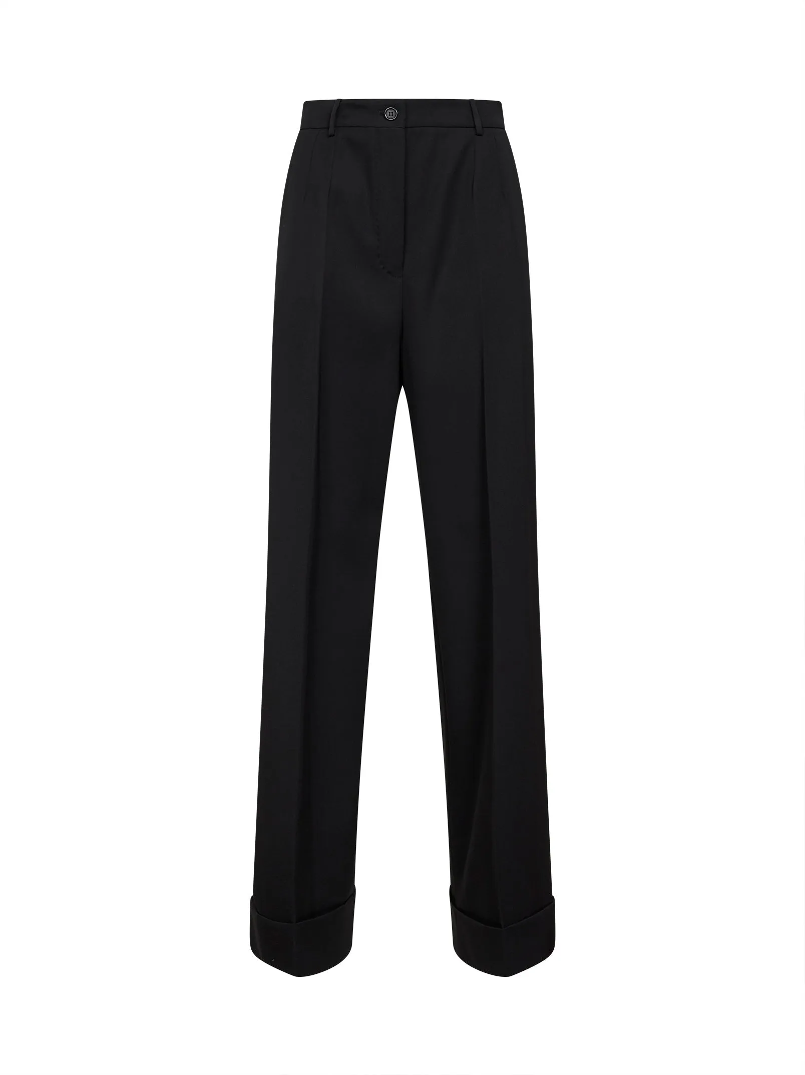 Black Wool Gabardine Straight Trousers sold by Lord & Taylor