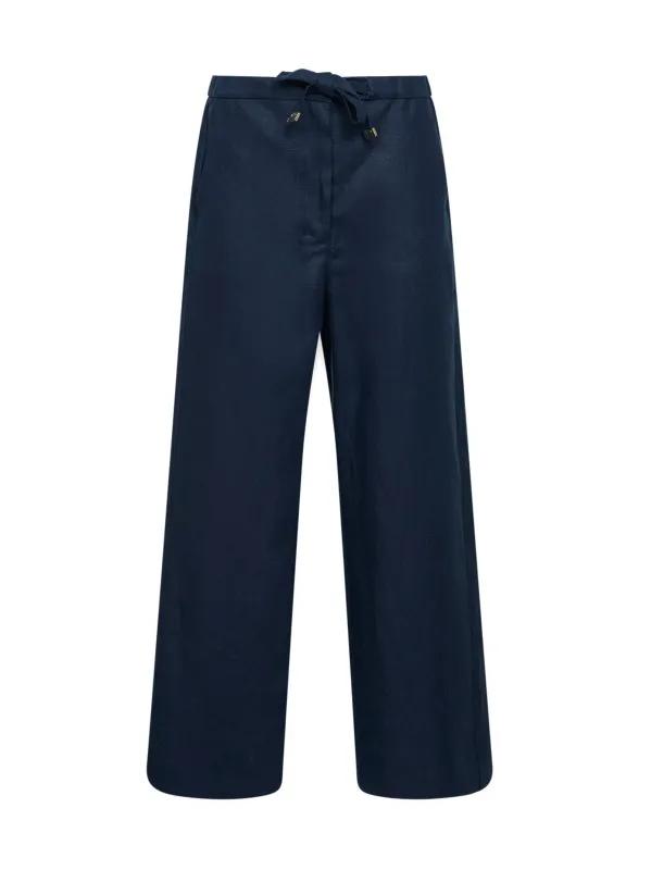 Trousers SMMAMEDEA Blue Linen made by MaxMara
