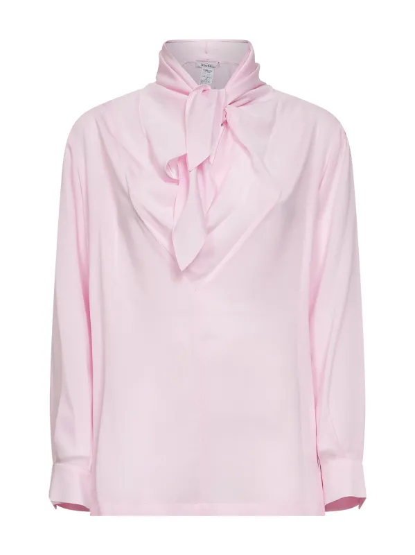 Pink Silk Charmeuse Blouse with Foulard Collar made by MaxMara