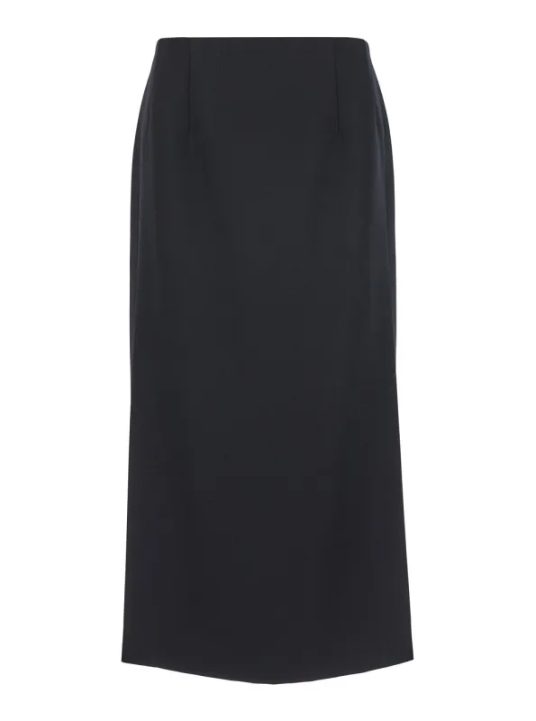 Black Midi Skirt with Side Splits made by Valentino