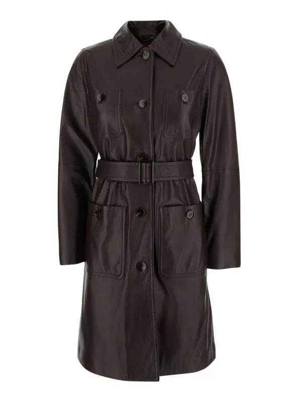 Single-Breasted Jacket Amaca Brown Leather made by MaxMara