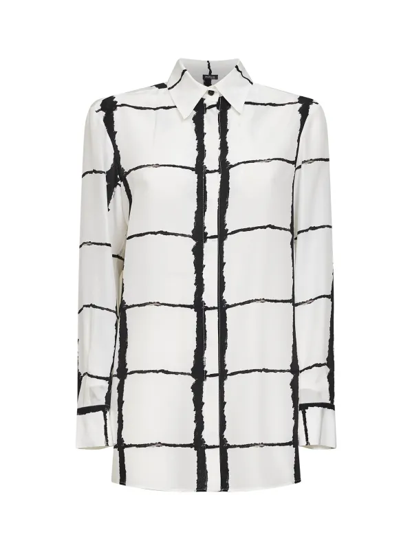 Printed Silk Satin Shirt made by Kiton